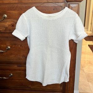 The Gap white shirt sleeve sweater with cuffed sleeves